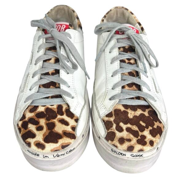 Golden Goose Women’s Hi Star White Leopard Print Sneaker Size 38 US 8 - Picture 7 of 11